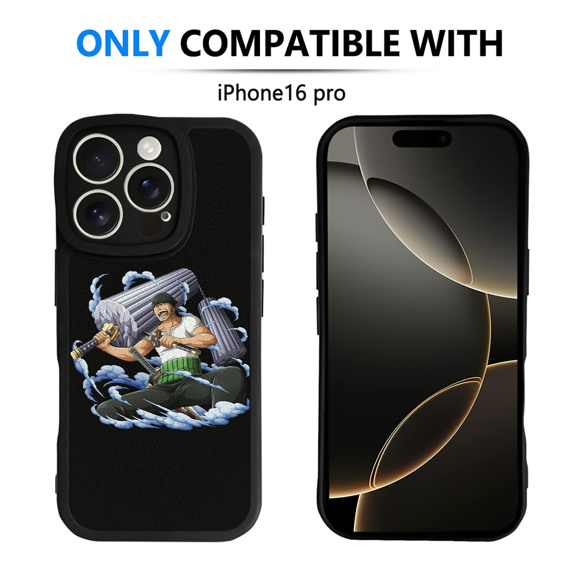 （画像用） ワンピース ロロノア・ゾロ ONE PIECE Roronoa Zoro 【iPhone 16シリーズ対応】シリコンスマホケース（レザー調） 材質：シリコン